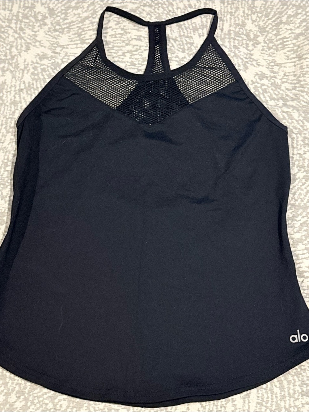 ALO Yoga /// Women’s Elite Black Mesh Racerback Tank Top - Size Medium - Picture 6 of 8